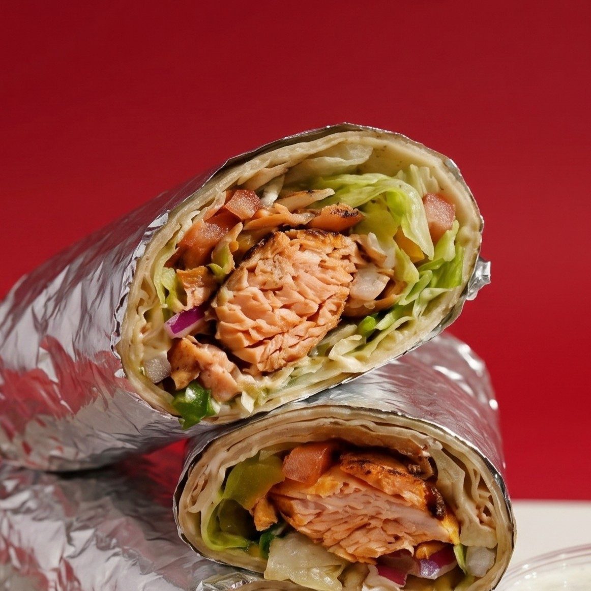 Salmon Kabob Sandwich.